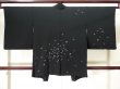 Photo2: K0616Q Used Japanese   Black HAORI short jacket / Silk. Butterfly   (Grade B) (2)