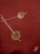 Photo5: K0617C Used Japanese   Red HAORI short jacket / Synthetic.  ball, Hairpin, Windmill, umbrella, Thread winding  (Grade C) (5)