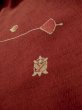 Photo10: K0617C Used Japanese   Red HAORI short jacket / Synthetic.  ball, Hairpin, Windmill, umbrella, Thread winding  (Grade C) (10)