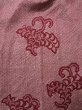 Photo3: K0623B Used Japanese Heather  Red HAORI short jacket / Silk. Arabesque vine,   (Grade B) (3)