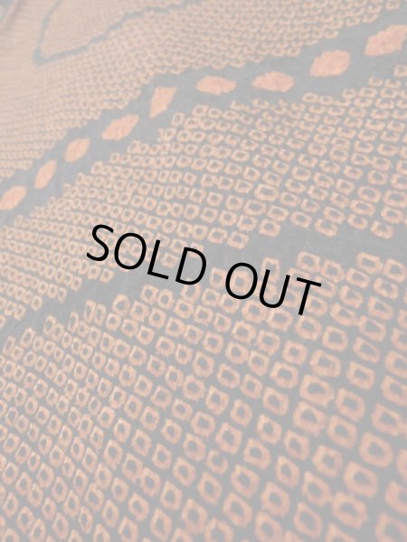 Photo7: Mint K0630H Used Japanese Heather  Orange HAORI short jacket / Silk. Abstract pattern   (Grade A) (7)