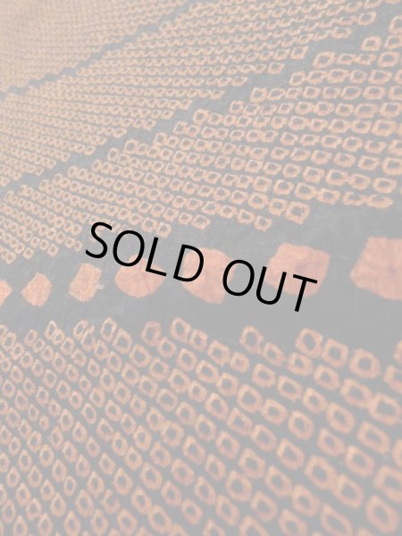 Photo8: Mint K0630H Used Japanese Heather  Orange HAORI short jacket / Silk. Abstract pattern   (Grade A) (8)