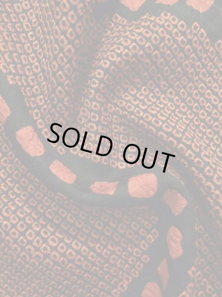 Photo10: Mint K0630H Used Japanese Heather  Orange HAORI short jacket / Silk. Abstract pattern   (Grade A) (10)