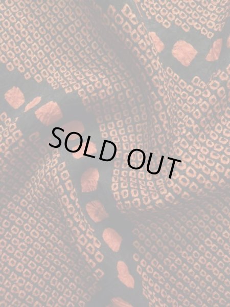 Photo11: Mint K0630H Used Japanese Heather  Orange HAORI short jacket / Silk. Abstract pattern   (Grade A) (11)