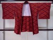 Photo1: Mint K0630N Used Japanese   Red HAORI short jacket / Synthetic. Abstract pattern   (Grade A) (1)