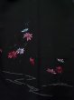 Photo3: K0630Y Used Japanese   Black HAORI short jacket / Silk. Flower,   (Grade C) (3)