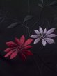 Photo5: K0630Y Used Japanese   Black HAORI short jacket / Silk. Flower,   (Grade C) (5)