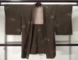 Photo1: K0708B Used Japanese   Brown HAORI short jacket / Silk. Flower,   (Grade D) (1)