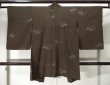 Photo2: K0708B Used Japanese   Brown HAORI short jacket / Silk. Flower,   (Grade D) (2)