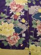 Photo19: K0708D Used Japanese   Purple HAORI short jacket / Silk. Peony,   (Grade C) (19)