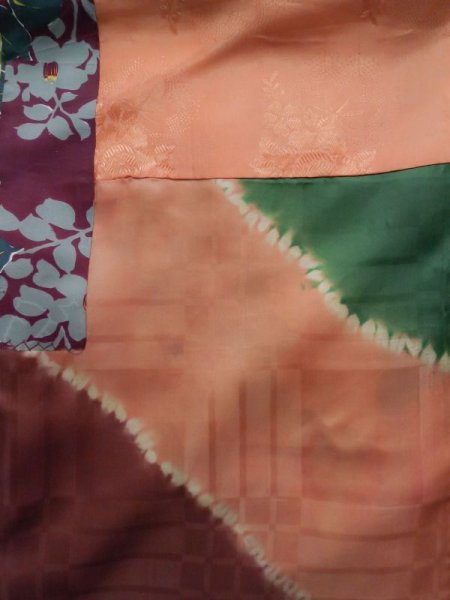 Photo14: K0712K Used Japanese   Purple HAORI short jacket / Silk. Peony,   (Grade B) (14)