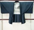 Photo1: K0712V Used Japanese Mens Deep Blue HAORI short jacket / Silk.  Hige  (Grade C) (1)