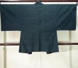 Photo2: K0712V Used Japanese Mens Deep Blue HAORI short jacket / Silk.  Hige  (Grade C) (2)