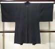 Photo2: K0713C Used Japanese Mens Black HAORI short jacket / Silk.    (Grade C) (2)