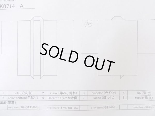 Photo12: K0714A Used Japanese   Black HAORI short jacket / Silk. Chinese flower, pottery pattern  (Grade B) (12)