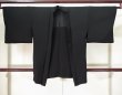 Photo1: K0714I Used Japanese   Black HAORI short jacket / Silk.    (Grade D) (1)