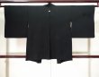 Photo2: K0714L Used Japanese   Black HAORI short jacket / Silk.    (Grade B) (2)