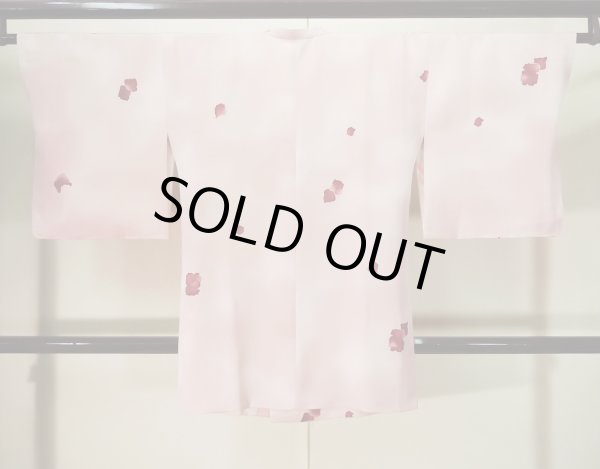 Photo2: K0714U Used Japanese Pale Light Pink MICHIYUKI outer coat / Silk. Abstract pattern   (Grade C) (2)