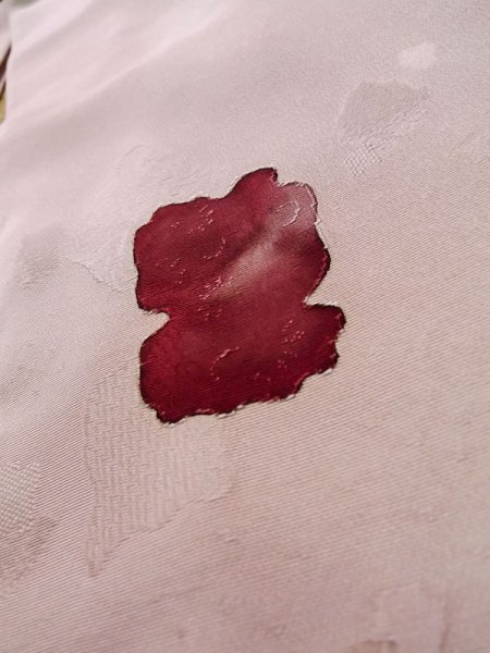 Photo9: K0714U Used Japanese Pale Light Pink MICHIYUKI outer coat / Silk. Abstract pattern   (Grade C) (9)