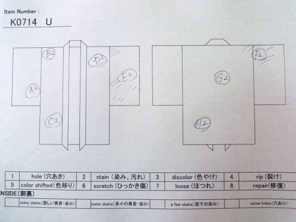 Photo14: K0714U Used Japanese Pale Light Pink MICHIYUKI outer coat / Silk. Abstract pattern   (Grade C) (14)