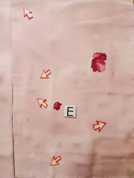 Photo19: K0714U Used Japanese Pale Light Pink MICHIYUKI outer coat / Silk. Abstract pattern   (Grade C) (19)