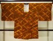 Photo1: Mint K0714Y Used Japanese Deep  Orange MICHIYUKI outer coat / Silk. Abstract pattern   (Grade A+) (1)