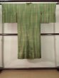 Photo2: K0715B Used Japanese Pale  Green MICHIYUKI outer coat / Silk. Plaid Checks,   (Grade D) (2)