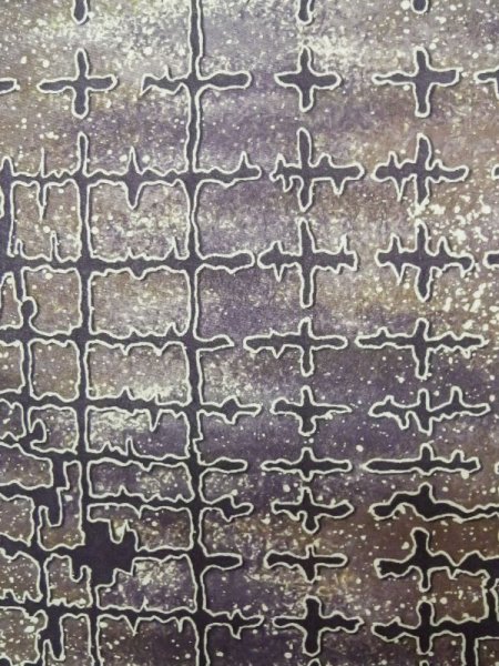 Photo6: Mint K0728E Used Japanese   Purple KOMON dyed / Synthetic. Quadrangle,   (Grade A) (6)