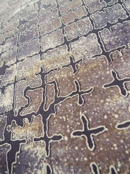 Photo10: Mint K0728E Used Japanese   Purple KOMON dyed / Synthetic. Quadrangle,   (Grade A) (10)