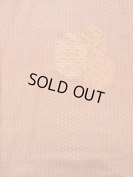 Photo3: K0728P Used Japanese   Red KOMON dyed / Silk. Wave,   (Grade B) (3)