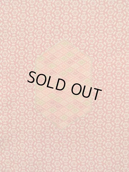 Photo7: K0728P Used Japanese   Red KOMON dyed / Silk. Wave,   (Grade B) (7)