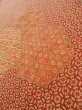 Photo9: K0728P Used Japanese   Red KOMON dyed / Silk. Wave,   (Grade B) (9)