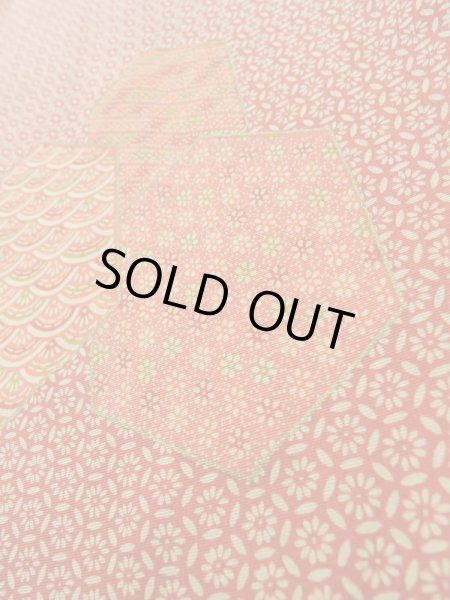 Photo9: K0728P Used Japanese   Red KOMON dyed / Silk. Wave,   (Grade B) (9)