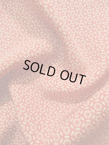 Photo12: K0728P Used Japanese   Red KOMON dyed / Silk. Wave,   (Grade B) (12)