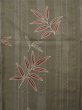 Photo3: K0729B Vintage Japanese women   Dark Red KOMON dyed / Synthetic. Bamboo leaf,   (Grade D) (3)
