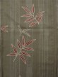 Photo3: K0729B Vintage Japanese women   Dark Red KOMON dyed / Synthetic. Bamboo leaf,   (Grade D) (3)