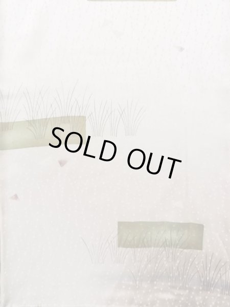 Photo5: K0804P Used Japanese Shiny  White KOMON dyed / Silk. Abstract pattern,   (Grade C) (5)