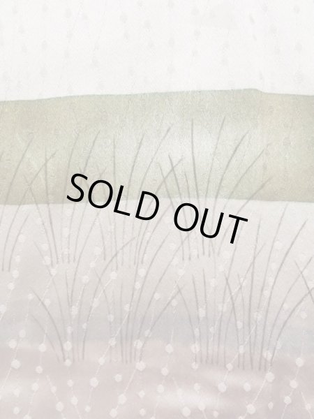 Photo6: K0804P Used Japanese Shiny  White KOMON dyed / Silk. Abstract pattern,   (Grade C) (6)