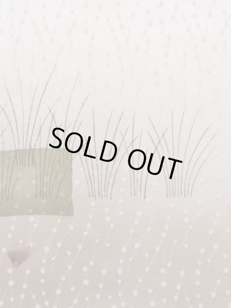 Photo8: K0804P Used Japanese Shiny  White KOMON dyed / Silk. Abstract pattern,   (Grade C) (8)