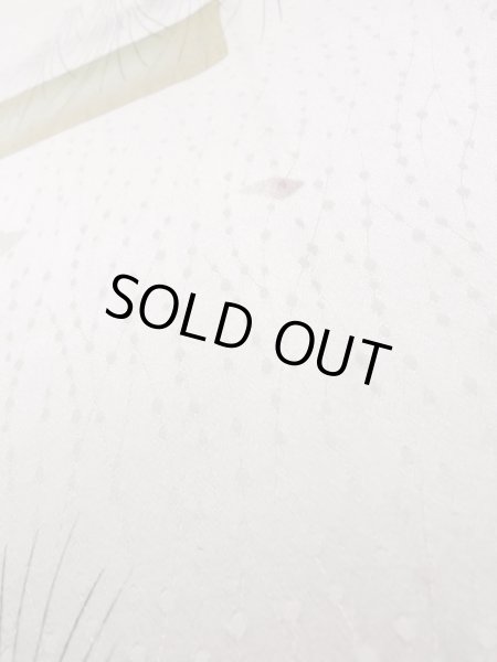 Photo9: K0804P Used Japanese Shiny  White KOMON dyed / Silk. Abstract pattern,   (Grade C) (9)