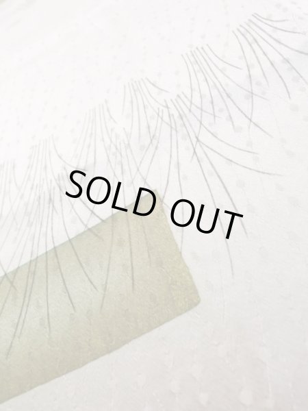 Photo10: K0804P Used Japanese Shiny  White KOMON dyed / Silk. Abstract pattern,   (Grade C) (10)