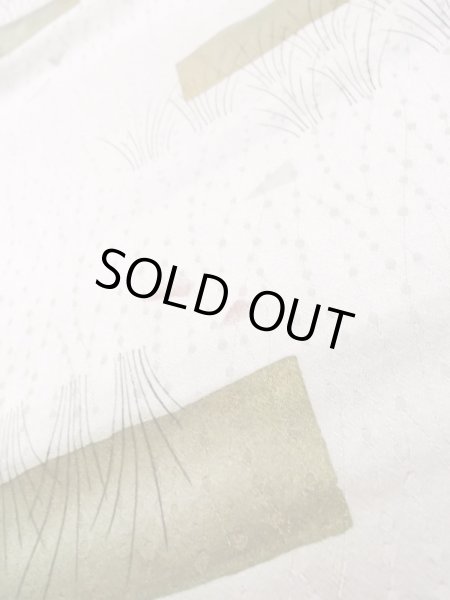 Photo11: K0804P Used Japanese Shiny  White KOMON dyed / Silk. Abstract pattern,   (Grade C) (11)