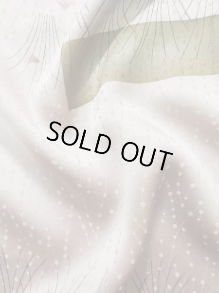 Photo12: K0804P Used Japanese Shiny  White KOMON dyed / Silk. Abstract pattern,   (Grade C) (12)