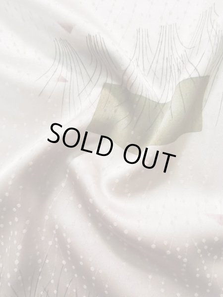 Photo13: K0804P Used Japanese Shiny  White KOMON dyed / Silk. Abstract pattern,   (Grade C) (13)