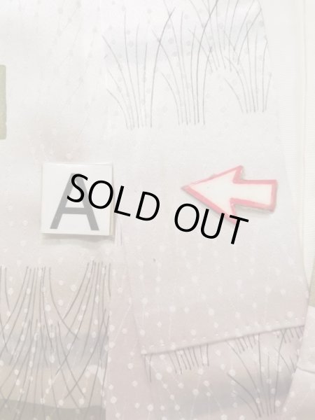 Photo15: K0804P Used Japanese Shiny  White KOMON dyed / Silk. Abstract pattern,   (Grade C) (15)