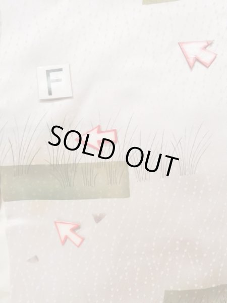 Photo20: K0804P Used Japanese Shiny  White KOMON dyed / Silk. Abstract pattern,   (Grade C) (20)