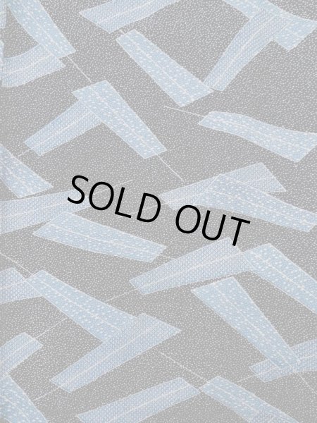 Photo3: K0805C Used Japanese   Black KOMON dyed / Silk. Folding fan,   (Grade C) (3)