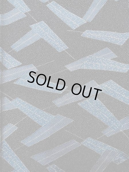 Photo4: K0805C Used Japanese   Black KOMON dyed / Silk. Folding fan,   (Grade C) (4)