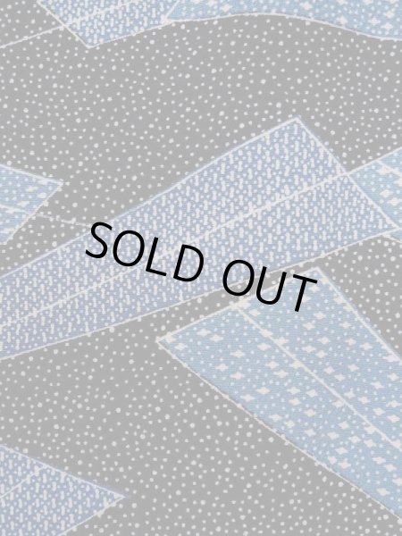 Photo5: K0805C Used Japanese   Black KOMON dyed / Silk. Folding fan,   (Grade C) (5)