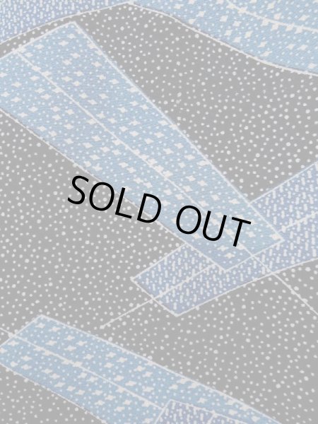 Photo6: K0805C Used Japanese   Black KOMON dyed / Silk. Folding fan,   (Grade C) (6)